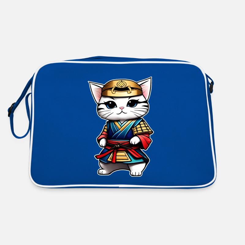 Niedliche Samurai Katze Retro Tasche