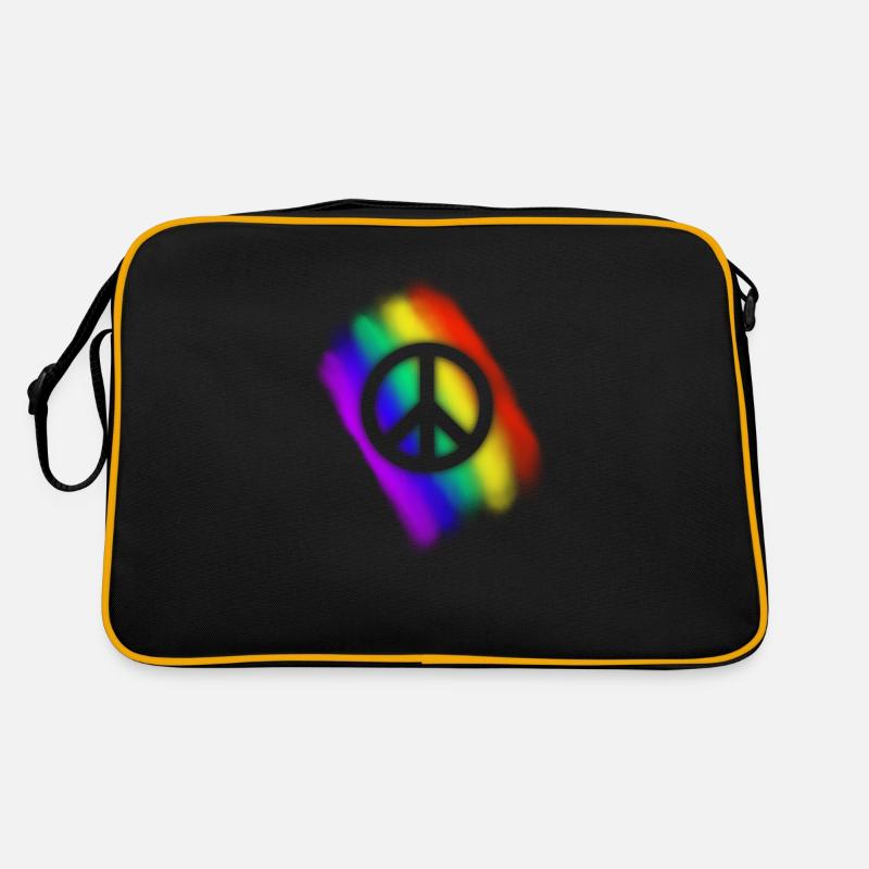Regenbogen Peace - Retro Tasche - Schwarz/Gold