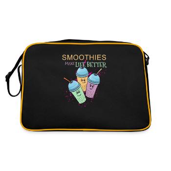 Smoothies Make Life Better Healty Früchte Geschenk - Retro Tasche - Schwarz/Gold - Hinten
