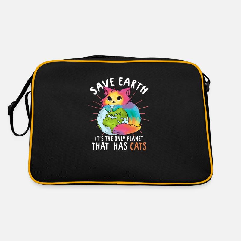 Erde Retten Katzenliebhaber Katze Geschenk Retro Tasche