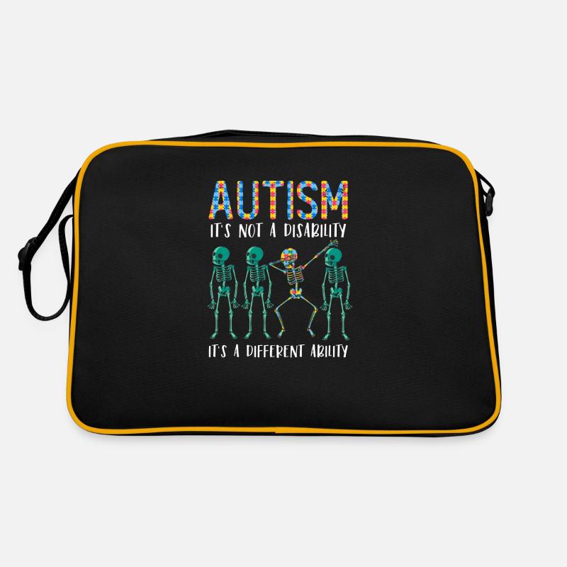 Autismus Bewusstsein Autistisch Geschenkidee - Retro Tasche - Schwarz/Gold