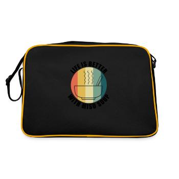 Life With Miso Soup Japanese Food Chef Ramen - Retro Bag - black/gold - Back