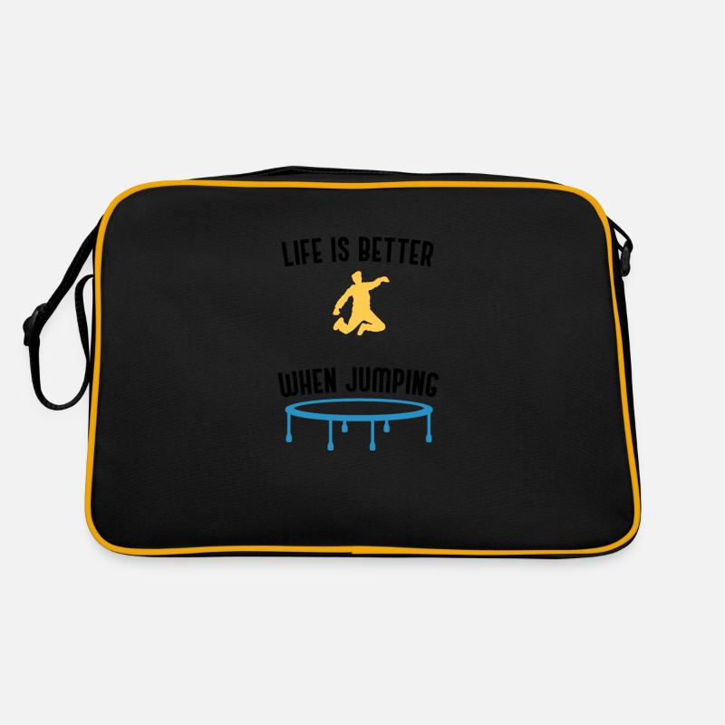 Ironisches Zitat Leben mit springendem Trampolin Retro Tasche