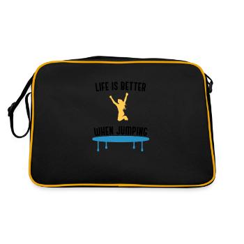 Ironisches Zitat Hobby Trampolinist Trampolin - Retro Tasche - Schwarz/Gold - Hinten