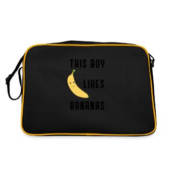 Boy Likes Bananas Exotic Fruits Funny Saying - Retro Bag - black/gold - Back