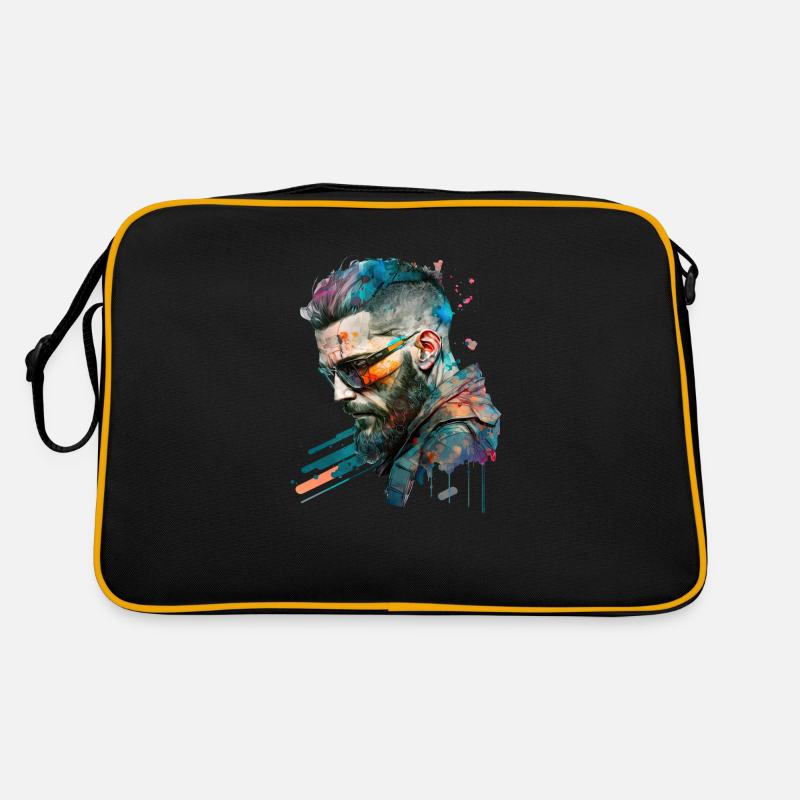 Cyber dystopic No102 - Retro Tasche - Schwarz/Gold