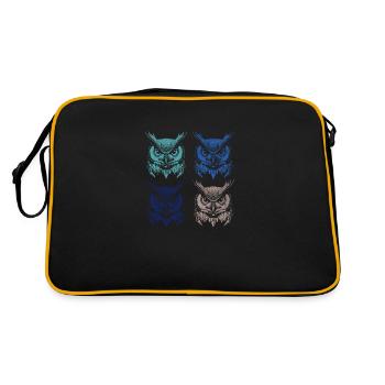 Nature : hibou, faune, forêt, animaux, art, hibou - Sac Retro - noir/or - Dos