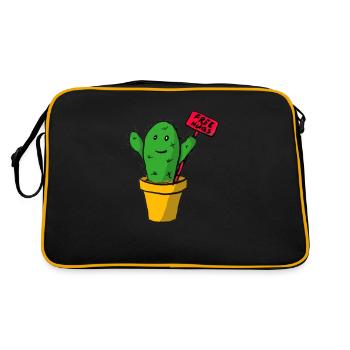 Kaktus Free Hugs - Retro Tasche - Schwarz/Gold - Hinten