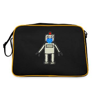 Baby Roboter mit Schnuller - Retro Tasche - Schwarz/Gold - Hinten