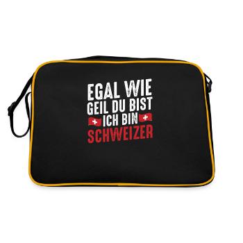 Schweizer Schweiz - Retro Tasche - Schwarz/Gold - Hinten