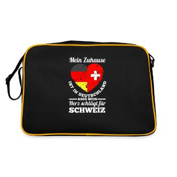 Schweizer Deutschland Schweiz - Retro Tasche - Schwarz/Gold - Hinten