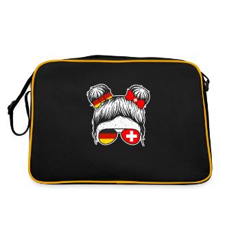 Schweizer Deutschland Schweiz - Retro Tasche - Schwarz/Gold - Hinten