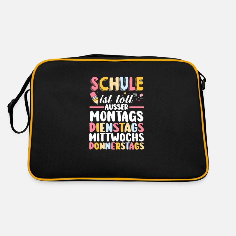 First Grade Elementary School Back to School Gift - Retro Bag - black/gold