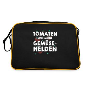 Gärtner Tomate Bauer Garten - Retro Tasche - Schwarz/Gold - Hinten