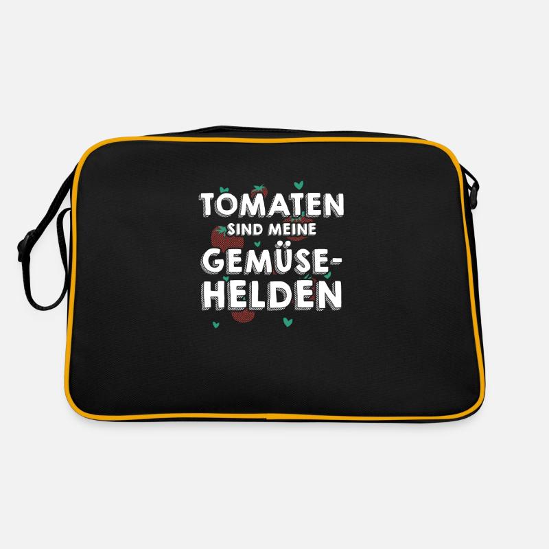 Gärtner Tomate Bauer Garten - Retro Tasche - Schwarz/Gold