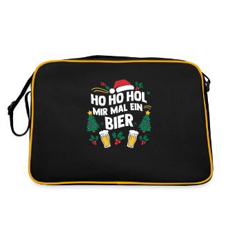 Weihnachten Ho Ho Hol Mir Mal Ein Bier - Retro Tasche - Schwarz/Gold - Hinten