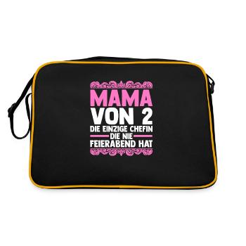 Mama Von 2 Kindern - Retro Tasche - Schwarz/Gold - Hinten