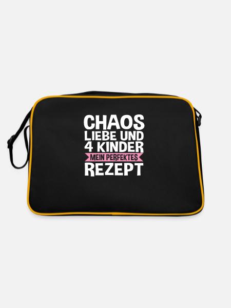Mama Von 4 Kindern - Retro Tasche - Schwarz/Gold