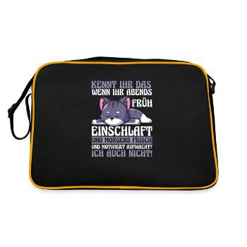 Faulenzer Langschläfer Motivation Katze - Retro Tasche - Schwarz/Gold - Hinten