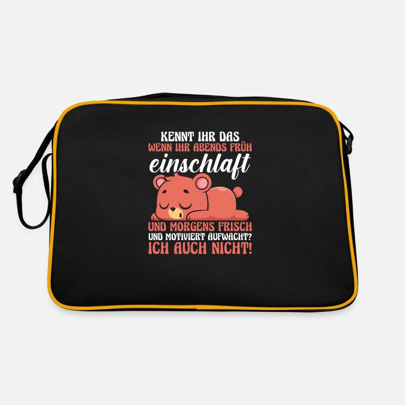 Faulenzer Langschläfer Motivation Bär Retro Tasche