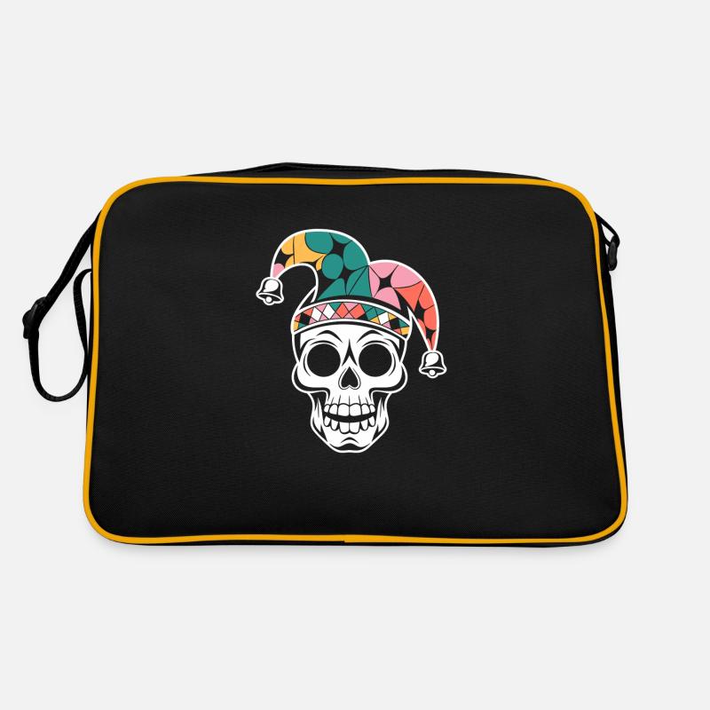 Lustiger Skull mit Narrenkappe Retro Tasche