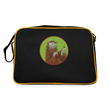 Affe mit Ukulele - Retro Tasche - Schwarz/Gold - Hinten