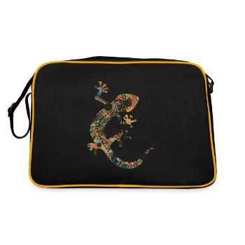 Gecko Silhouette - Ethno Style 3 - Retro Bag - black/gold - Back