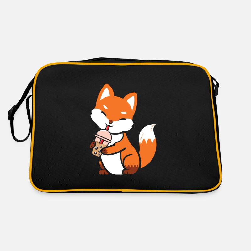 Funny fox drinks Boba Tea Bubble Tea Retro Bag