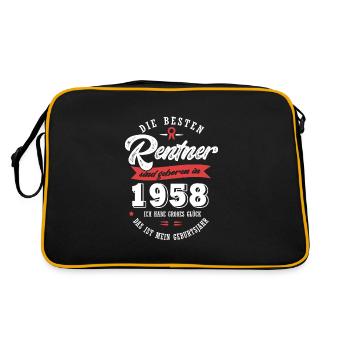 1958 Geburtstag Rentner geboren 1958 - Retro Tasche - Schwarz/Gold - Hinten