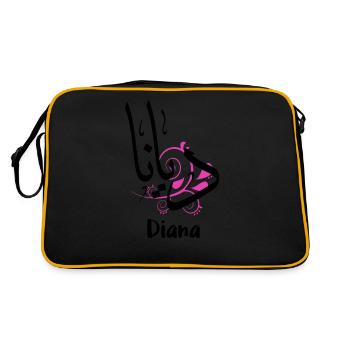 Diana — name written in Arabic - Retro Bag - black/gold - Back