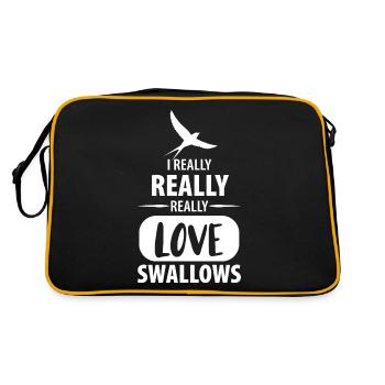 Vögel Vogel Schwalbe - Retro Tasche - Schwarz/Gold - Hinten