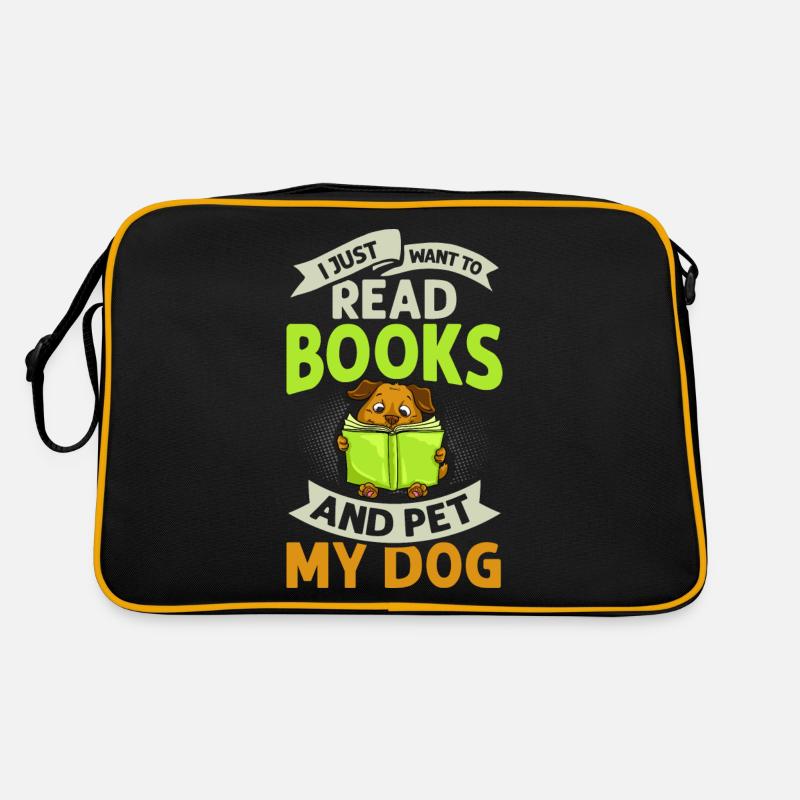 Book Dog Reading Bookworm Librarian Reader Retro Bag