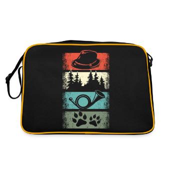 Conception de cor de chasse avec chapeau de feutre de patte de chien de forêt - Sac Retro - noir/or - Dos