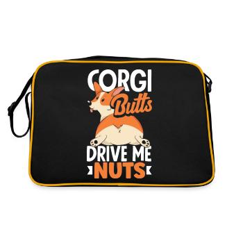 Corgi Butts Drive Me Nuts Corgi Butt Dog Lovers - Retro Bag - black/gold - Back
