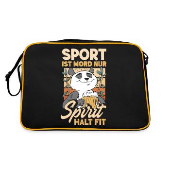 Sport ist Mord nur Sprit hält fit Biertrinker & - Retro Tasche - Schwarz/Gold - Hinten