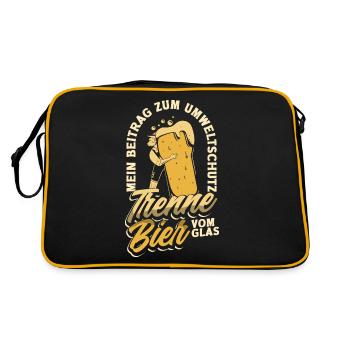 Mein Beitrag zum Umweltschutz - Ich trenne Bier - Retro Tasche - Schwarz/Gold - Hinten