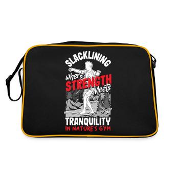Slacklining, where strength meets tranquility, in - Retro Tasche - Schwarz/Gold - Hinten