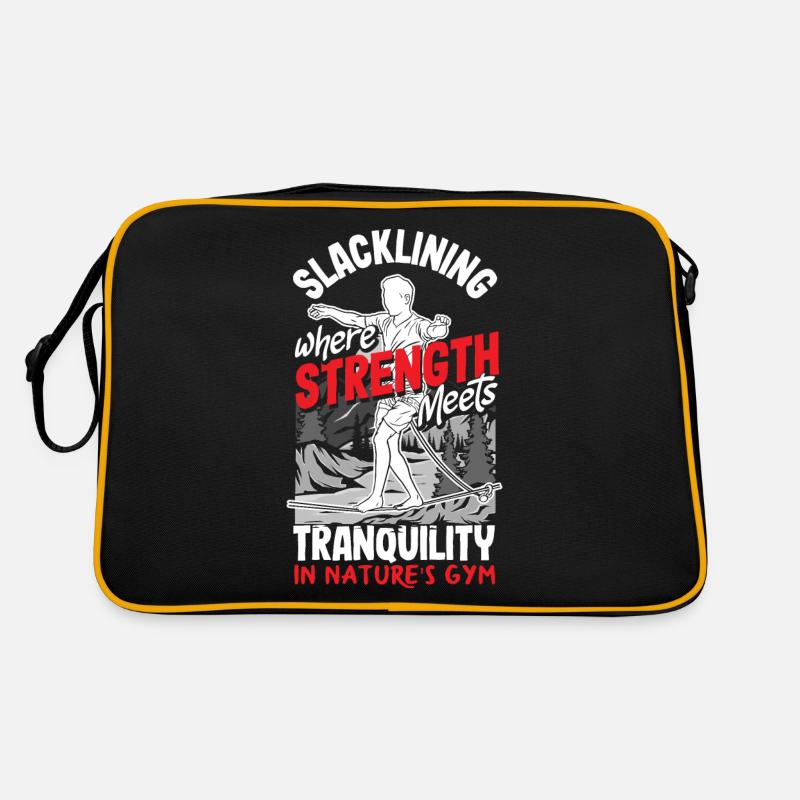 Slacklining, where strength meets tranquility, in Retro Bag