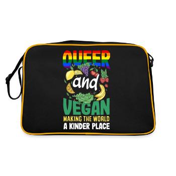 Queer and vegan - making the world a kinder place - Retro Bag - black/gold - Back