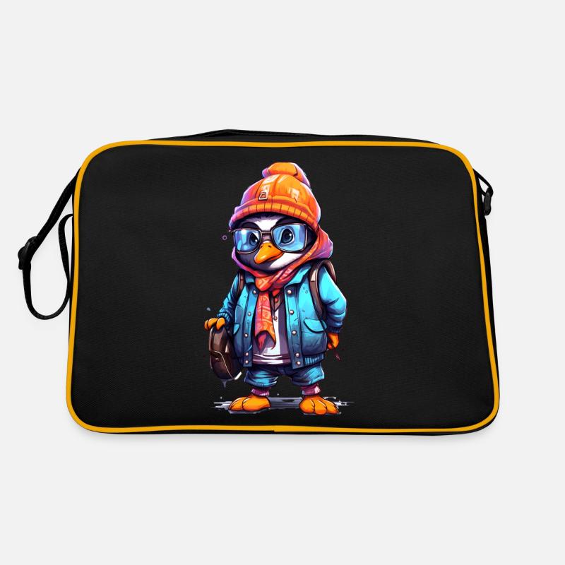 Cute Penguin Cartoon Retro Tasche