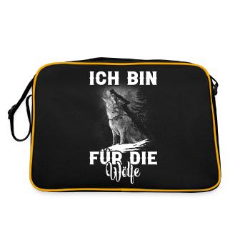 Wolfliebhaber Wolf Motiv Wolf Spruch Wolfrudel - Retro Tasche - Schwarz/Gold - Hinten