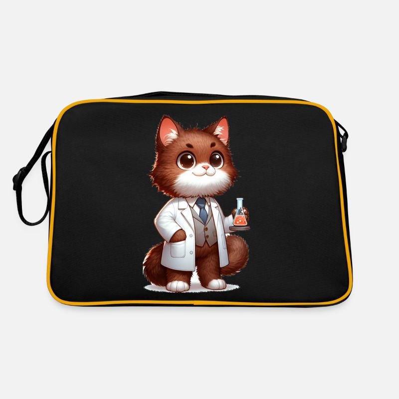 Cute Cat Scientist Retro Tasche