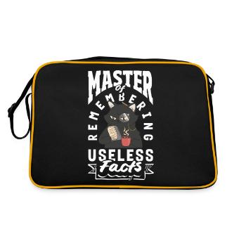 Master of Remembering Useless Facts Funny Cat - Retro Bag - black/gold - Back