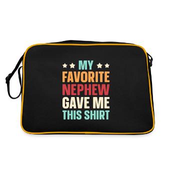 Mein Lieblingsneffe hat mir das geschenkt - Retro Tasche - Schwarz/Gold - Hinten