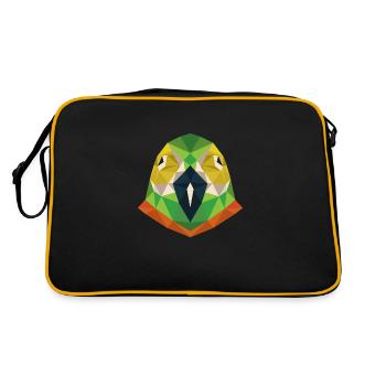 Künstlerisches Papageien-Design Puristische - Retro Tasche - Schwarz/Gold - Hinten