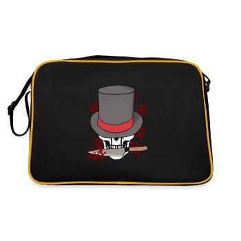 Totenkopf Killer Messer Halloween Horror Tod Mafia - Retro Tasche - Schwarz/Gold - Hinten