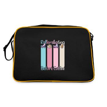 Rollerskater Party Rollerskating Before Coffee - Retro Tasche - Schwarz/Gold - Hinten
