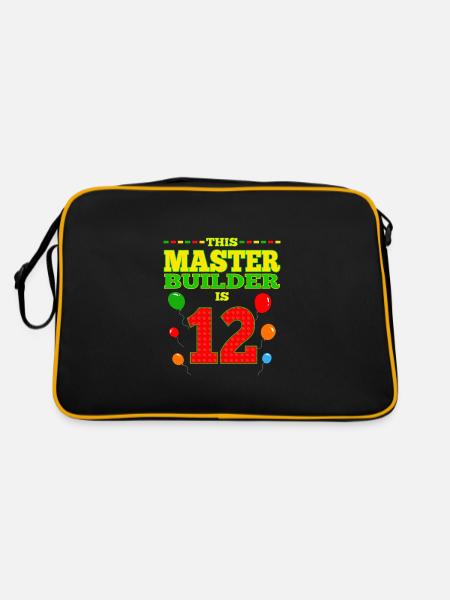 boys biMaster Builder 12 Years Old Block Building - Retro Tasche - Schwarz/Gold - Hinten