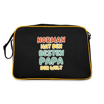 Norman als Baby - Retro Tasche - Schwarz/Gold - Hinten
