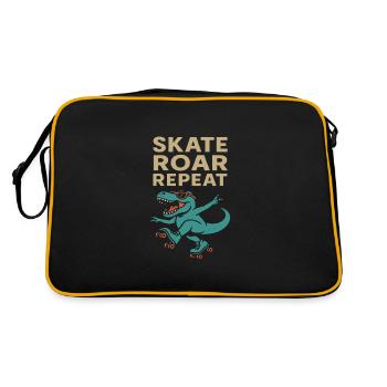 Funny dinosaur and roller skater saying - Retro Bag - black/gold - Back